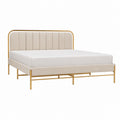 Polsterbett Doppelbett Beige mit Stahlrahmen und Polyesterbezug 160 x 200 cm