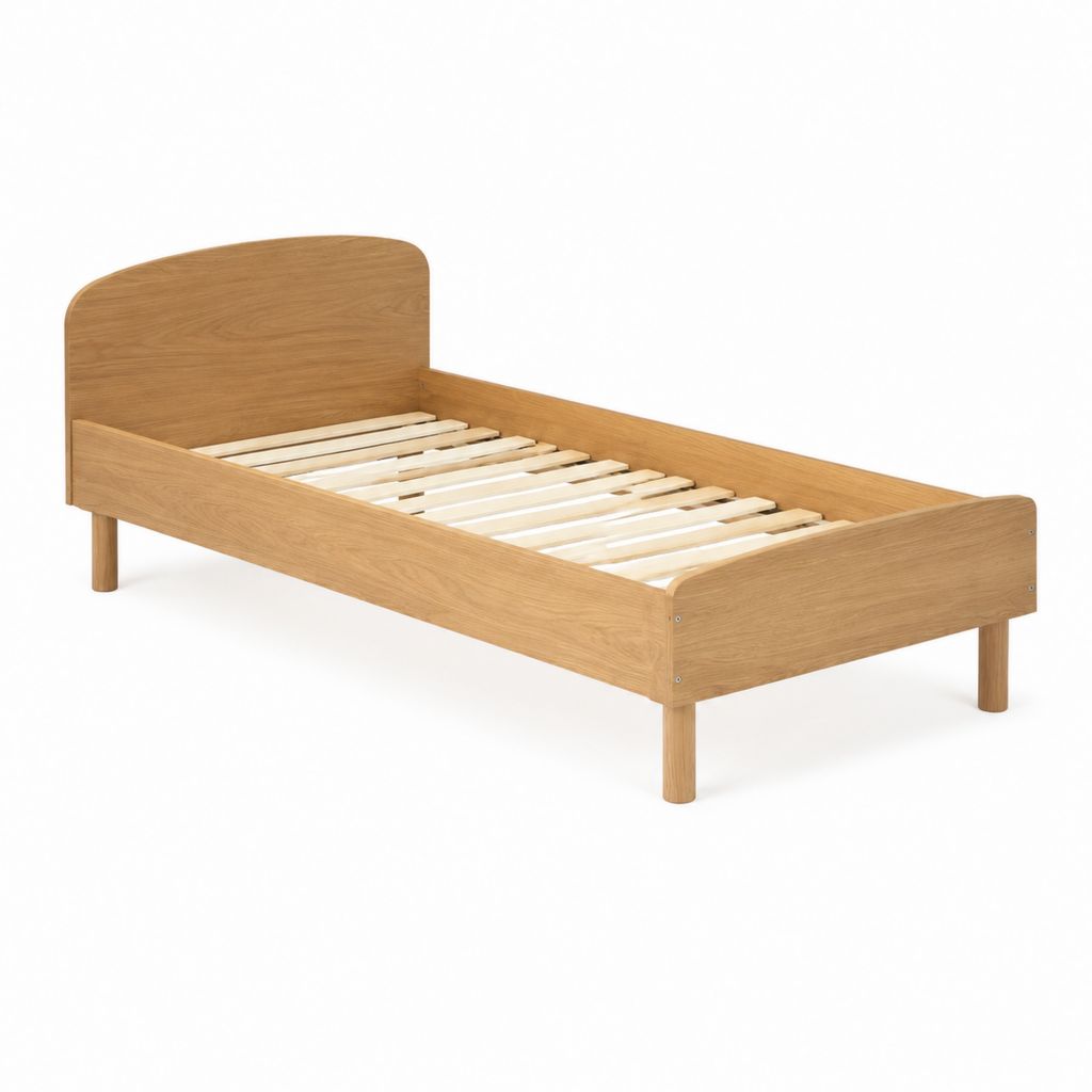 Einzelbett Bettgestell Natur Eichenoptik MDF Rechteckig 90 x 200 cm