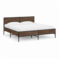 Doppelbett Bettgestell Walnussbraun MDF Stahl rechteckig 160 x 200 cm