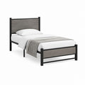 Einzelbett Bettgestell Schwarz Grau aus Stahl und MDF 90 x 200 cm