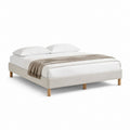 Polsterbett Doppelbett Beige Polyester Rechteckig 160 x 200 cm mit Holzfüßen