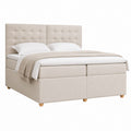 Boxspringbett Beige mit Polyesterbezug und gepolstertem Kopfteil 180 x 200 cm