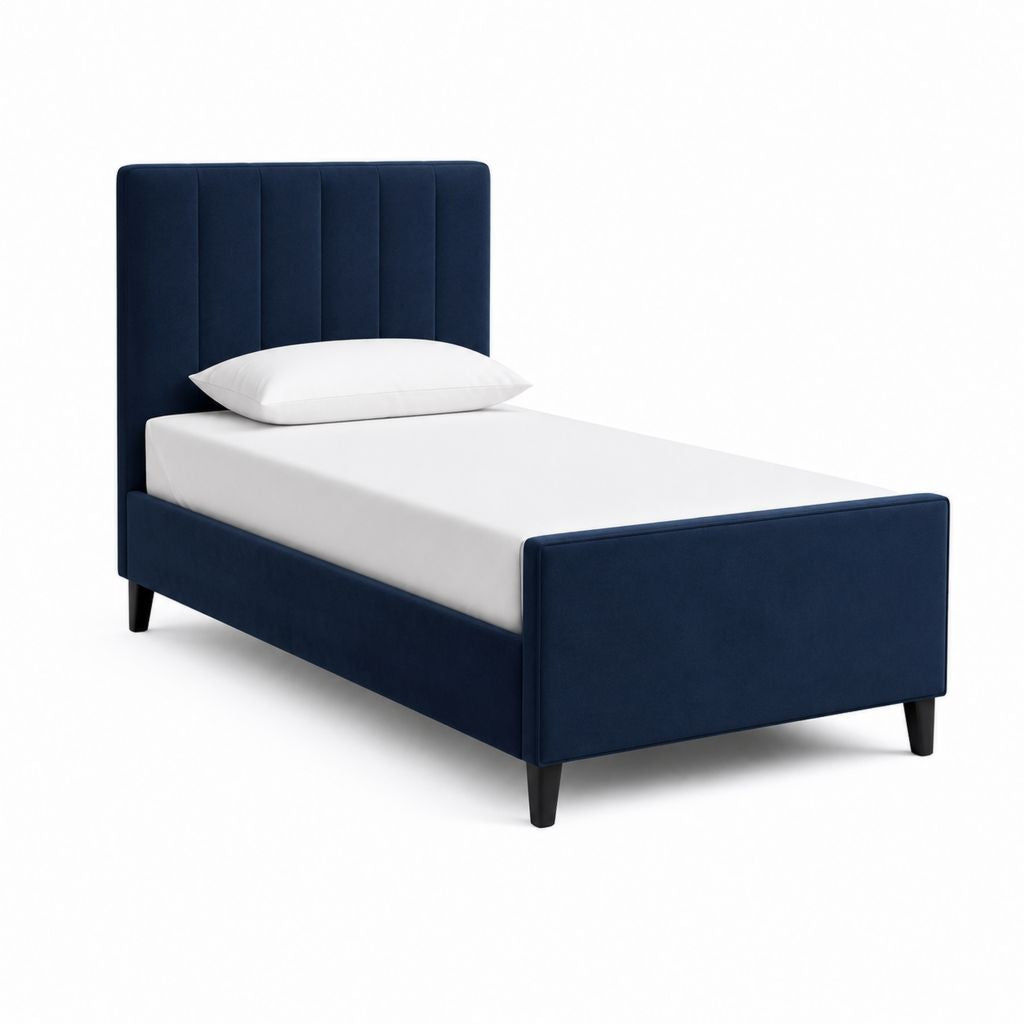 Polsterbett Einzelbett Dunkelblau Polyester-Samt 90 x 200 cm