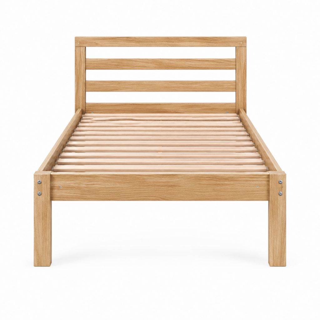 Einzelbettgestell Natur aus Massivholz mit Lattenrost rechteckig 90 x 200 cm