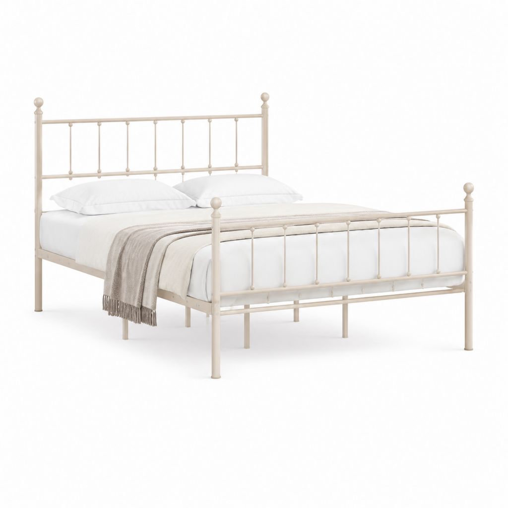 Metallbett Doppelbett Creme pulverbeschichteter Stahl 140 x 200 cm