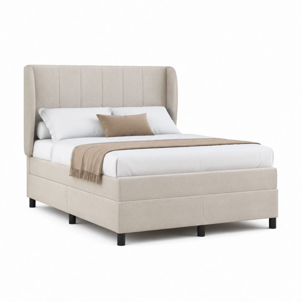 Polsterbett Doppelbett Beige Polyester Rechteckig 160 x 200 cm