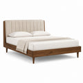 Polsterbett Bettgestell Beige Walnussfarben Massivholz 160 x 200 cm