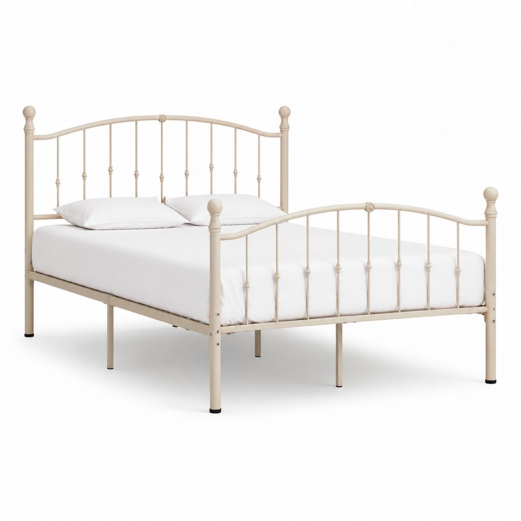 Metallbett Bettgestell Cremeweiß pulverbeschichteter Stahl 160 x 200 cm