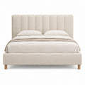 Polsterbett Beige mit gepolstertem Kopfteil aus Polyester 160 x 200 cm